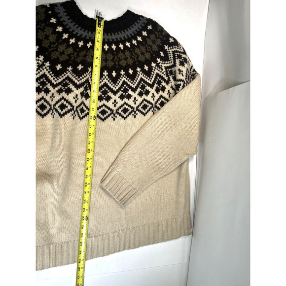 J. Crew Mens Nordic Fair Isle Sweater Size XL Lambswool Alpaca Tan Brown Gray - Picture 7 of 10